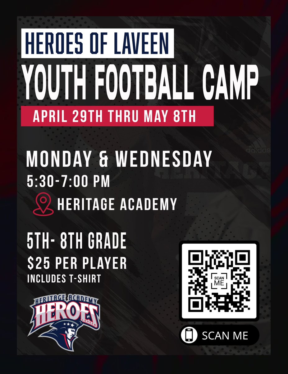 Spring ball starts tomorrow Youth camp starts tomorrow It’s like Christmas is April 🙌🎄🎅 @HeritageHeroFB #HeroesOFLaveen #HeroDNA #WinTheDay #DETAILS