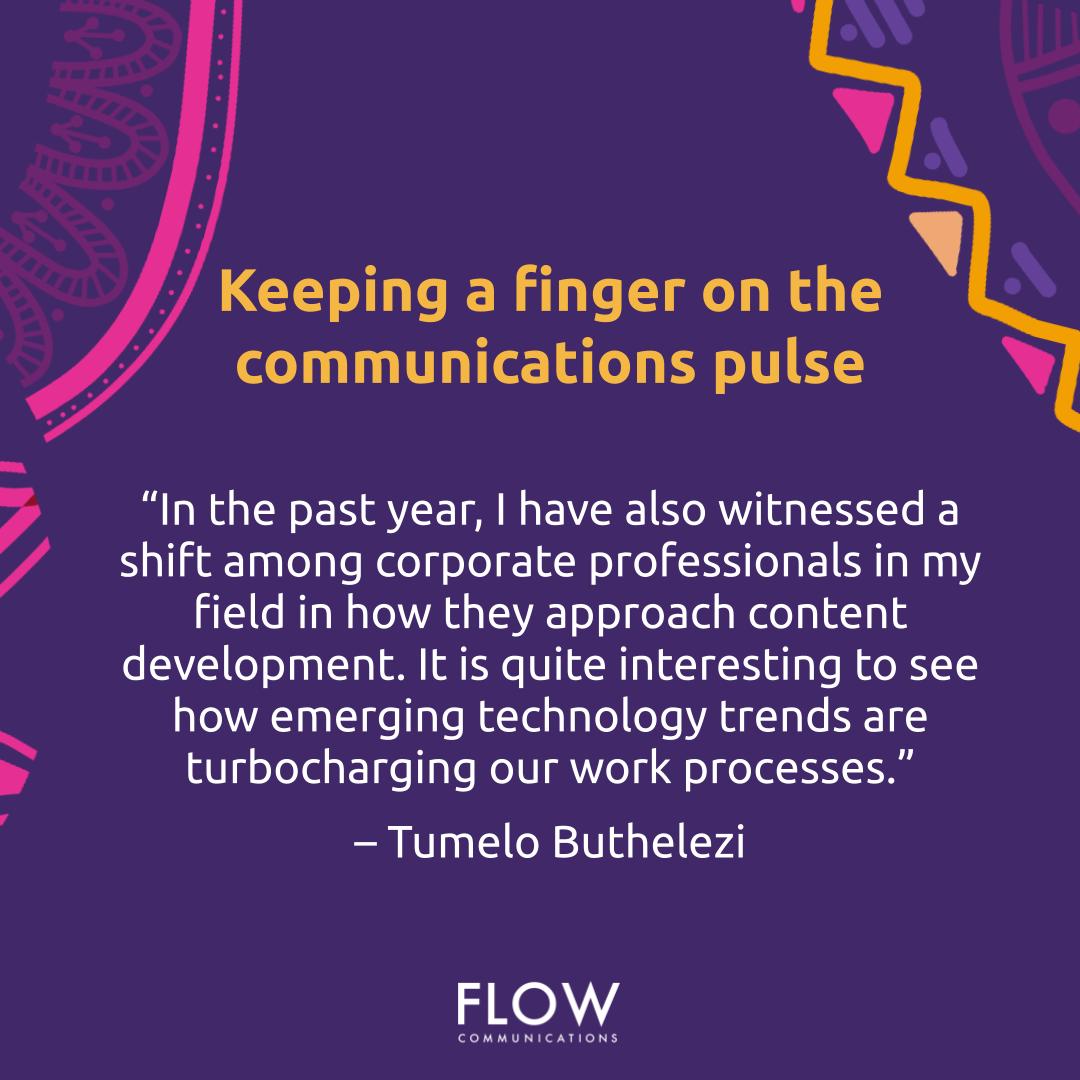 'In terms of insights, this is what I have to share from both a personal and professional perspective as a content specialist at Flow Communications.' Read Tumelo Buthelezi’s piece here: flowsa.com/news/keeping-a… #DigitalTrends #FlowCommunications