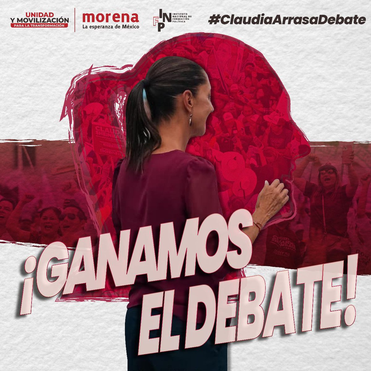millyramol's tweet photo. La ganadora del 2do debate @Claudiashein 🙌🏽
Cada vez más cerca de la victoria, este 2 de junio #México tendrá la primera Presidenta y orgullosamente será de @PartidoMorenaMx 
#ClaudiaPresidenta 
#ClaudiaArrasaDebate https://t.co/Oq5ctUw4ro