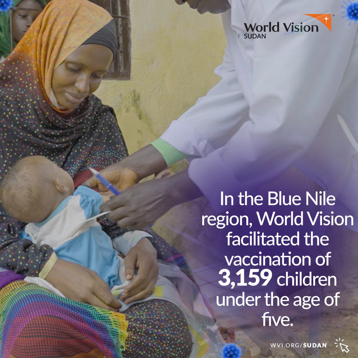 Immunisation protects children from infectious diseases. In the past 4 months, <a href="/WVSudan/">World Vision Sudan</a> has vaccinated over 3,100 #children in Blue Nile. They were #vaccinated through our Expanded Program for Immunisation combating preventable diseases. #WorldImmunizationWeek #VaccinesSaveLives