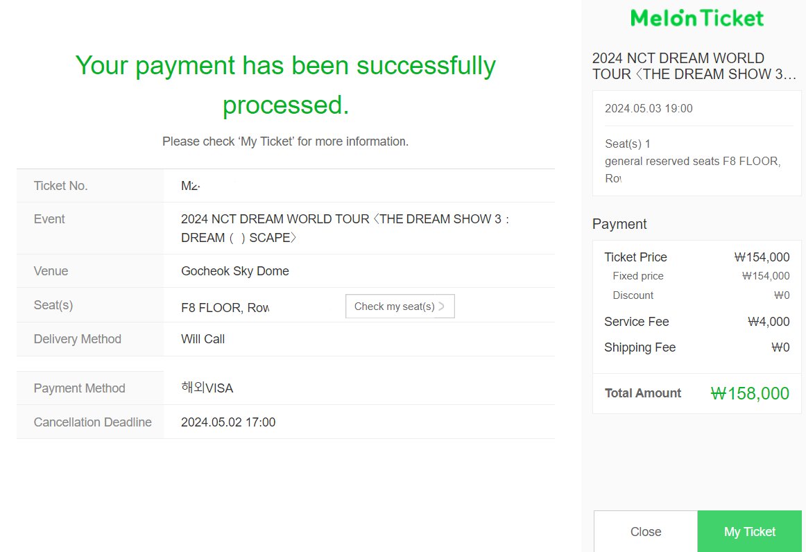 NCT Dream concert ticketing success
Floor F8
❌️not for sale❌️

DM for ticketing requests

#Ticketingservice #Ticketinghelp #Melon #GlobalMelon #NCT