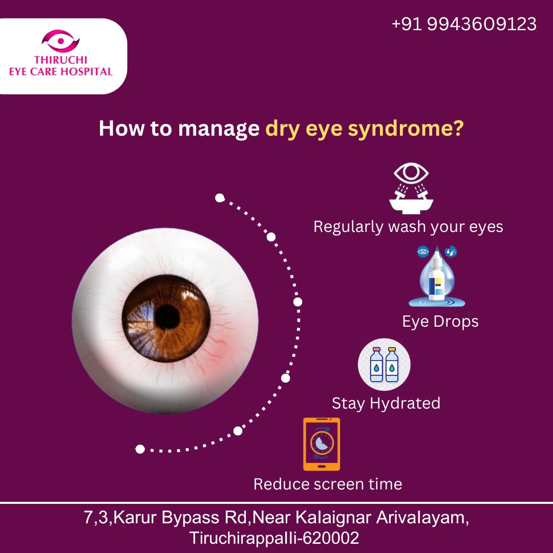 See the world with clarity, not dryness: combating dry eye syndrome together.

For consultations, Thiruchi Eye Care Hospital.

Phone No: '+919943609123.

#eyehealthcare #eyetreatment #thiruchieyecarehospital #besteyehospitalnearme #besteyehospitaltrichy #eyehealthtips #trichy