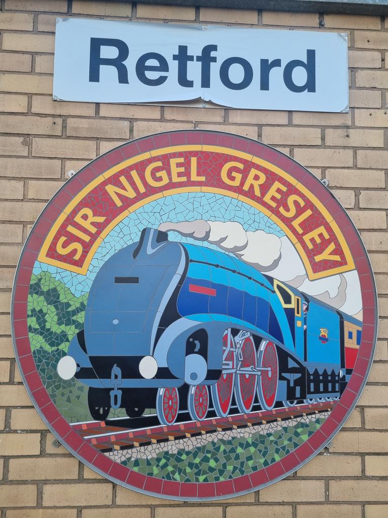 We just love this mosaic heading Northbound at Retford. Sir Nigel Gresley was a railway engineer, who became Chief Mechanical Engineer of the London and North Eastern Railway. The Mallard still holds the World Speed Record for steam locomotives today!
