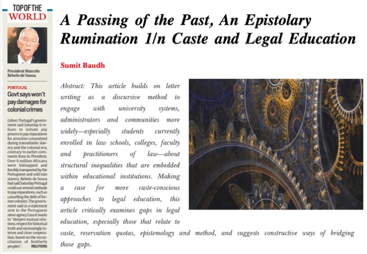 When placed alongside the past wrongdoings of #colonisation, it gets easier to understand the past wrongdoings of #casteism and the denial of acknowledgement by @NLSIUofficial. 

Plugging this @epw_in article again as part of #dalithistorymonth #JaiBhim 

epw.in/engage/article…