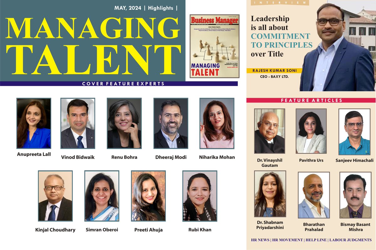 Managing Talent - MAY 2024, issue set to be released on 1st May 2024, to read the full story, pl. subscribe now - businessmanager.in/subscribe/  #managing #talent #hrtalent #managingtalent #skills #humanresource #hrmanagement #hrmanager #leadership #hrleaders #hrleadership #Success