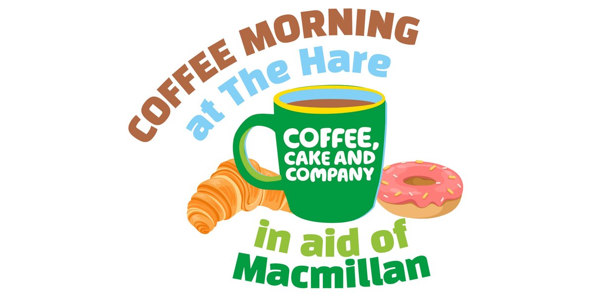 THIS FRIDAY 10AM: MACMILLAN COFFEE MORNING at The Hare On 3rd of May The Hare will be hosting a Macmillan coffee morning! Starting at 10am, pop on down for some coffee, tea, cake and a natter all in aid of a great cause. #langtongreen #tunbridgewells #royaltunbridgewells