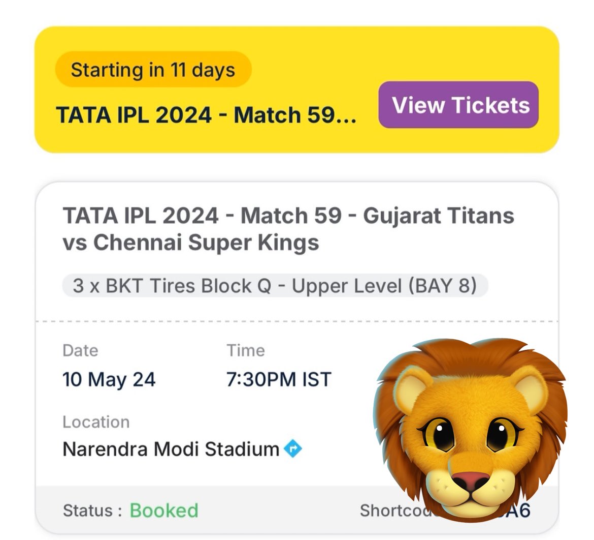 what a happy morning it is 
got the tickets 😭💛
let’s fucking go .. 
#CSKvsGT #WhistlePodu #Yellove