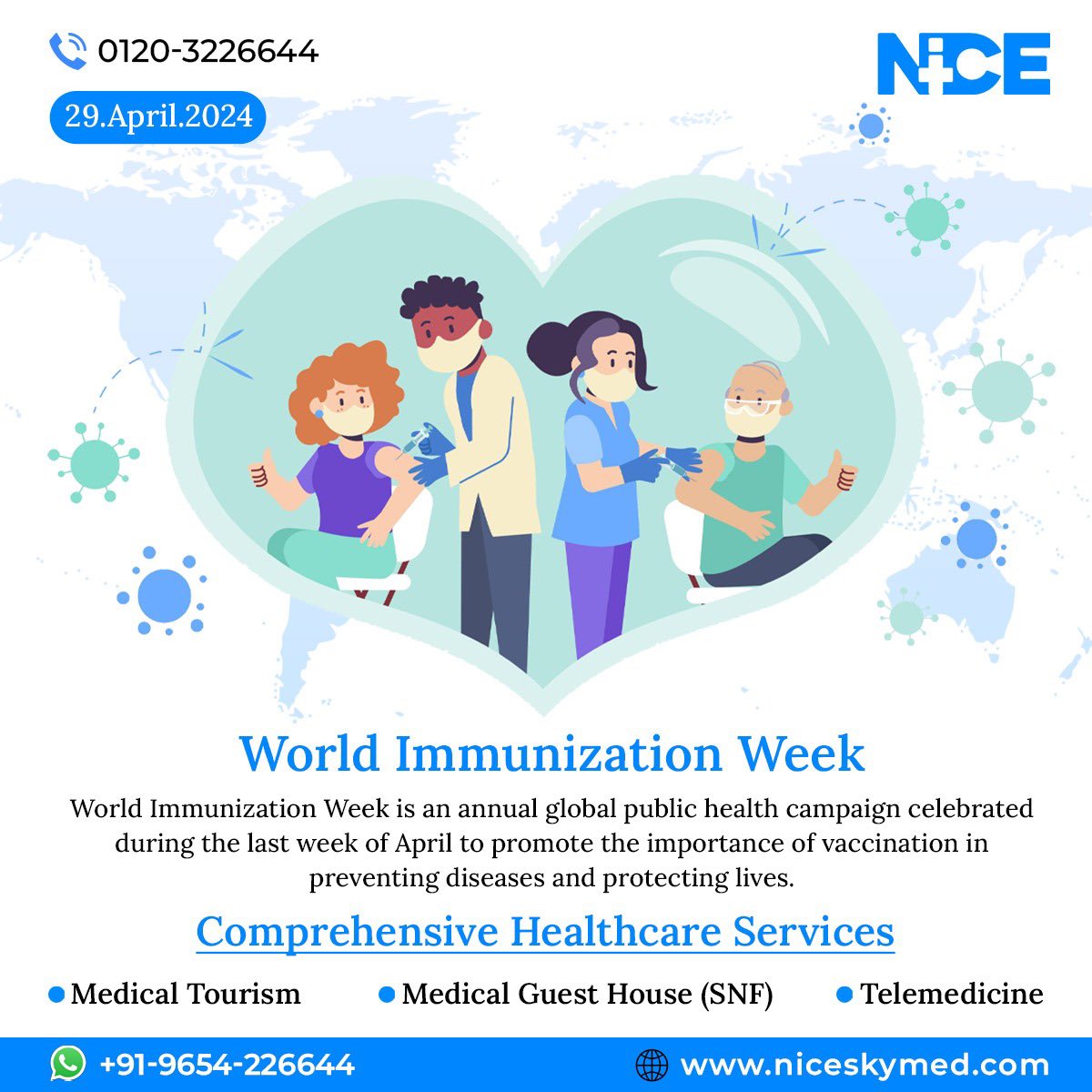 Protecting our world, one vaccine at a time. 💉✨ Join us in celebrating #WorldImmunizationWeek and the incredible impact vaccines have on global health. Together, let's build a safer, healthier future for all. 💪🌍 #VaccinesWork #Telemedicine #Telecare  #GuestHouse   #MedGuest