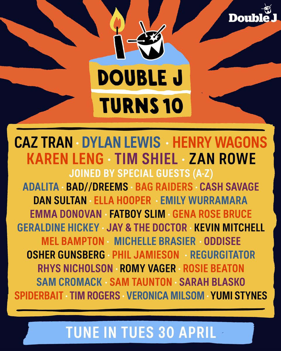 Tune in from 8am AEST tomorrow, and join us in celebrating 10 years of @DoubleJRadio !! HAPPY BIRTHDAY DOUBLE J 🎸🤘🏻 xxx