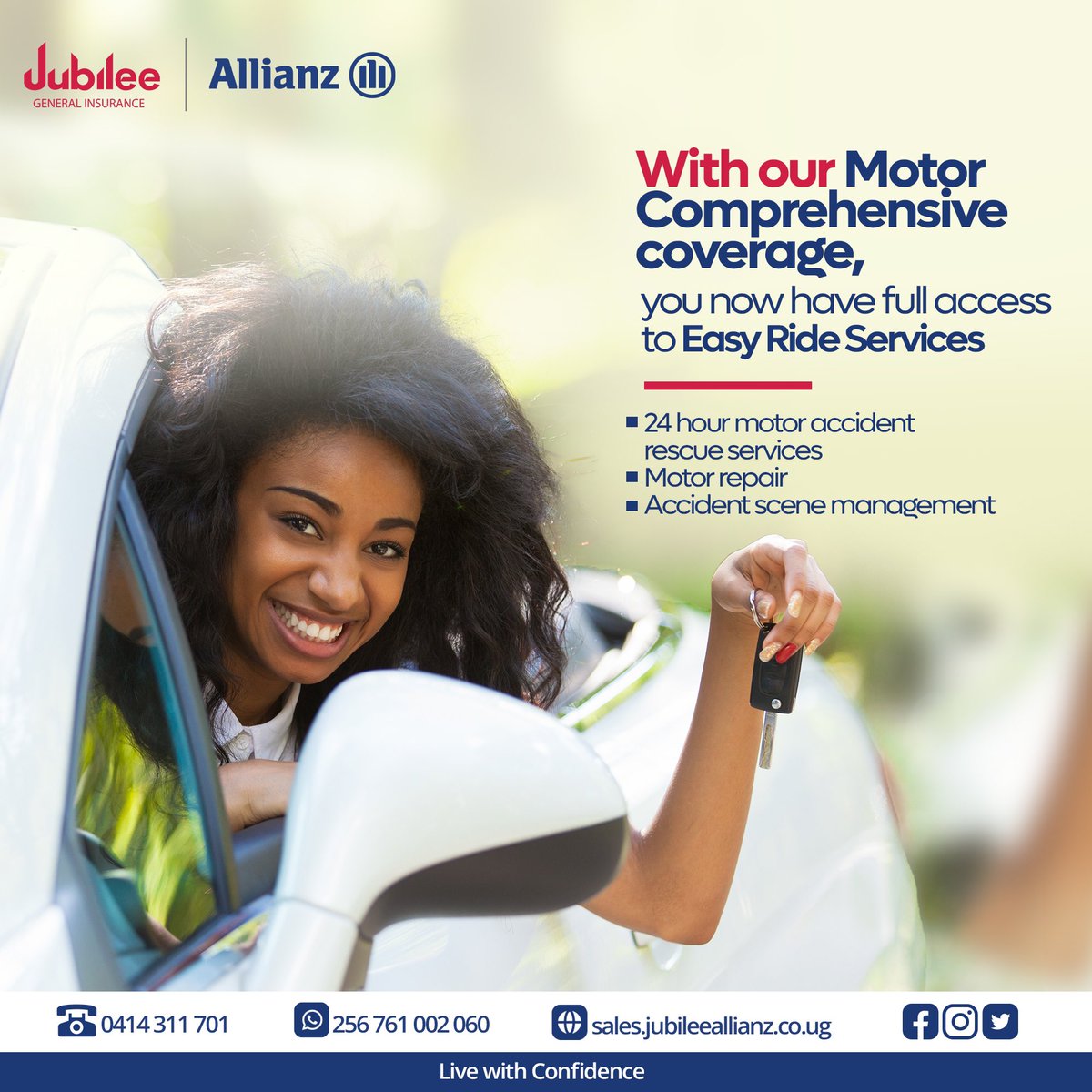 Your investment in your vehicle deserves the best protection. Ensure your Motor Comprehensive Insurance policy 🚘🛡️ is updated.

Call us on 0414311701 or buy your motor insurance directly on sales.jubileeallianz.co.ug

#motorinsurance #generalinsurance