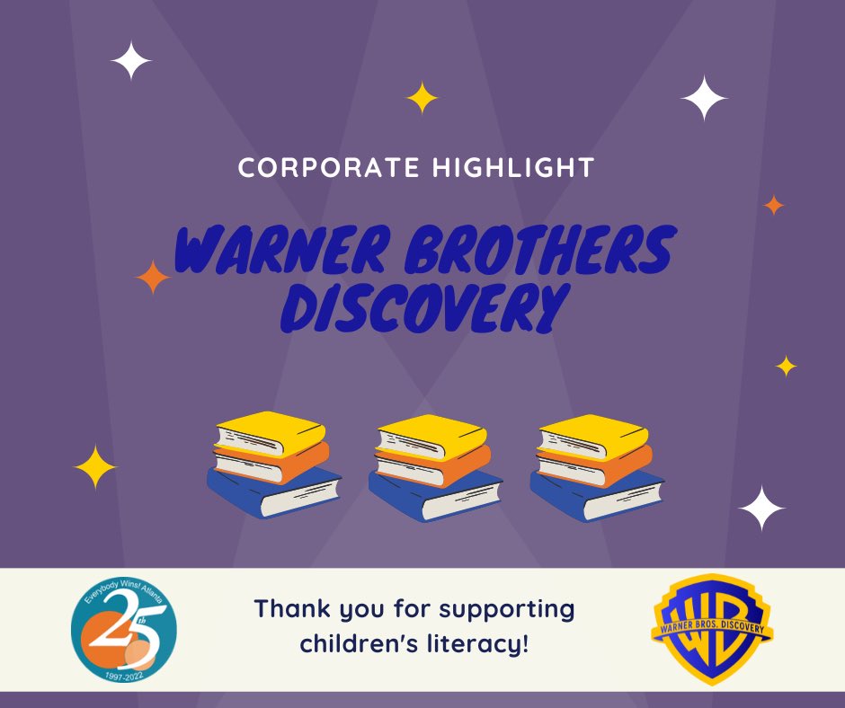 Thank you, Warner Bros. Discovery (@wbd), for your partnership and support of Everybody Wins! Atlanta and children’s literacy!
 
#EWA #EWAtlanta #literacy #atlantanonprofits #reading #mentoringmatters #volunteer #coporatehighlight #community
