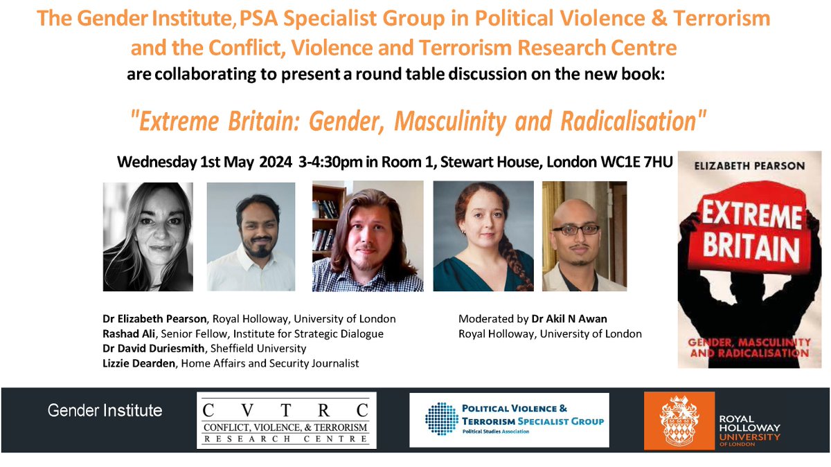 Don't miss 'Extreme Britain: Gender, Masculinity and Radicalisation' on Wednesday 1st May at 3pm