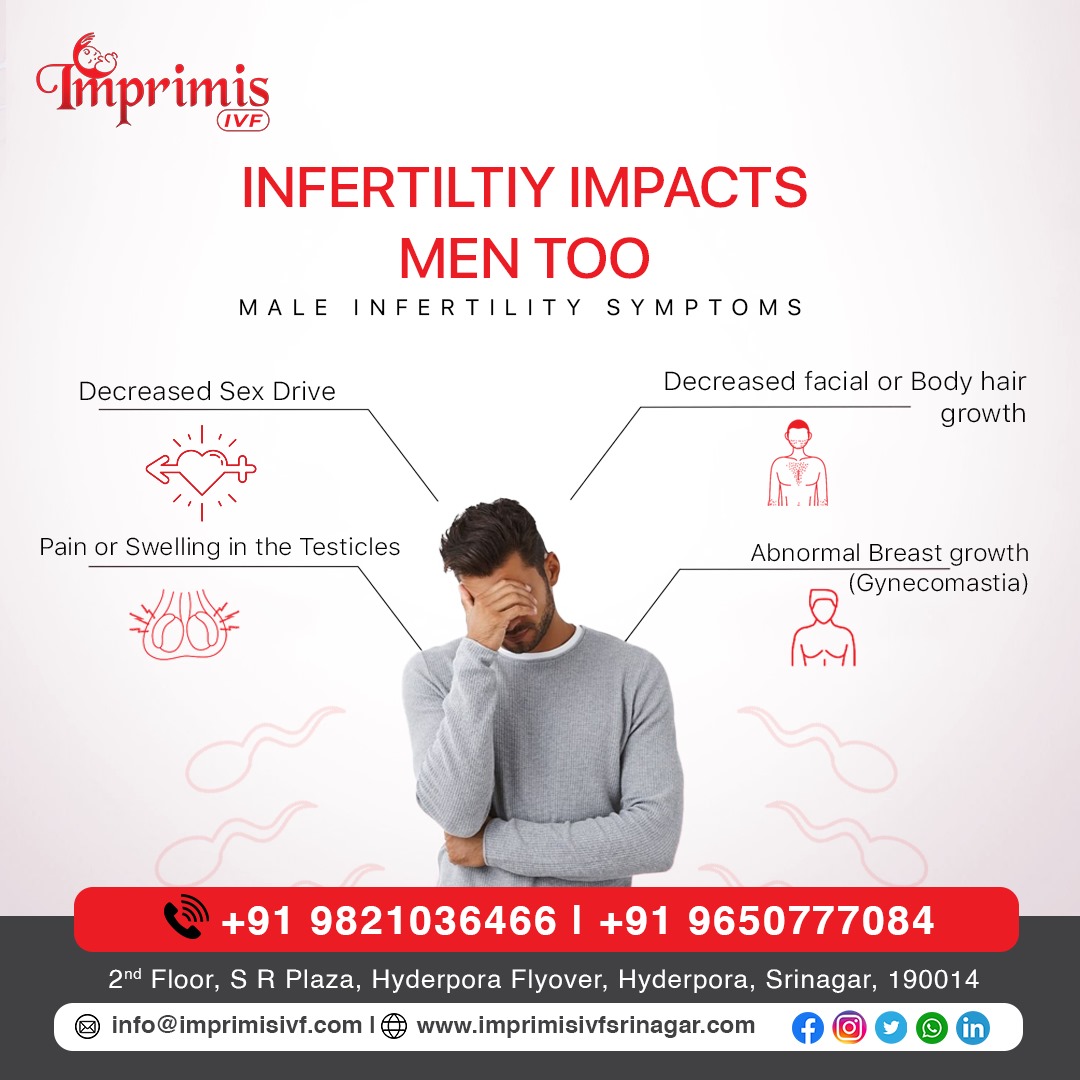 Some signs and symptoms that could indicate male infertility include:

1. Difficulty Conceiving
2. Sexual Dysfunction
3. Changes in Sexual Desire
4. Abnormal Semen Analysis
5. Recurrent Respiratory Infections

Call for an appointment: 9821036466, 9650777084
 #maleinfertility