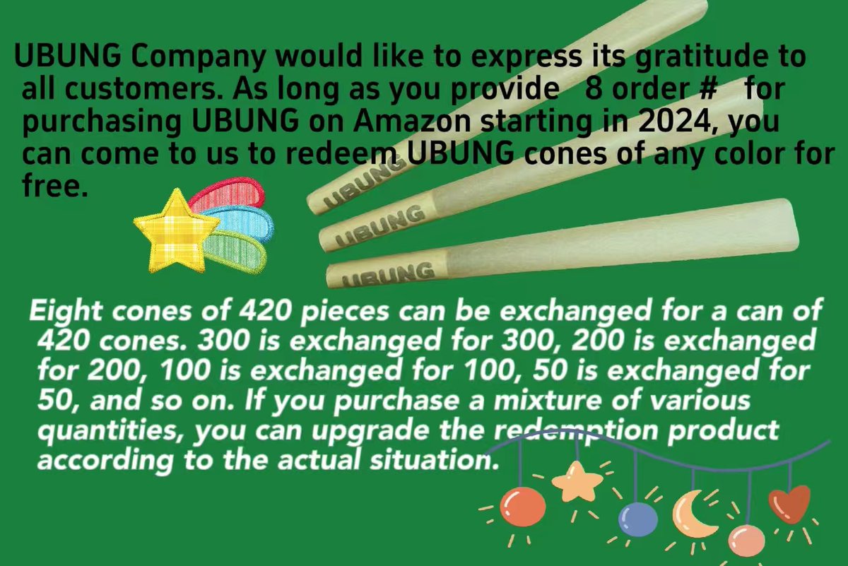 Mr. Avery exchanged 8 empty UBUNG cans along with his Amazon order number for a 100-piece can of pink UBUNG cones.#ubung