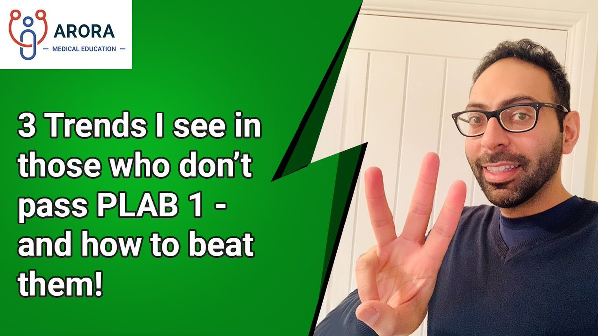 🙌 3 Trends I see in those who Score Low in PLAB 1 - and how to beat them... watch here... youtu.be/d2mCKEnB7-s

#Meded #FOAMed #FOMed #MedicalEducation #CanPassWillPass #MedTwitter #iWentWithArora