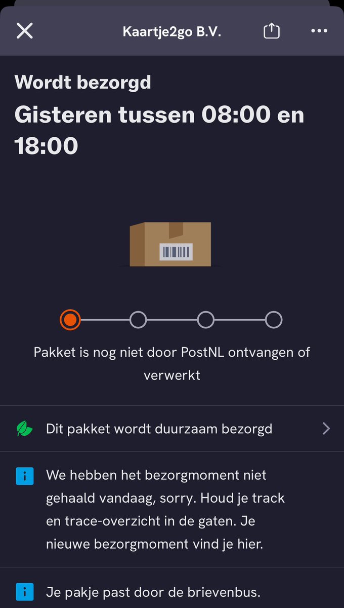 Danique1211's tweet photo. @kaartje2go steeds wordt het bezorgmoment gewijzigd. Het zou oorspronkelijk al vrijdag bezorgd moeten worden. Ik vrees het ergste, en ook voor de cadeaubon die erbij zat… https://t.co/HvF7GbUypy