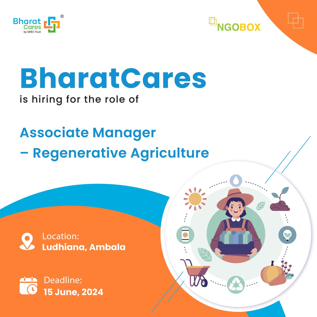 #JobOpening @bharatcaresorg is hiring for the role of - Associate Manager – Regenerative Agriculture - Location: Ludhiana - [ngobox.org/job-detail_Ass…] Ambala- [ngobox.org/job-detail_Ass…] Deadline: 15 June 2024 #JobOpening #BharatCares #RegenerativeAgriculture #Ludhiana #Ambala