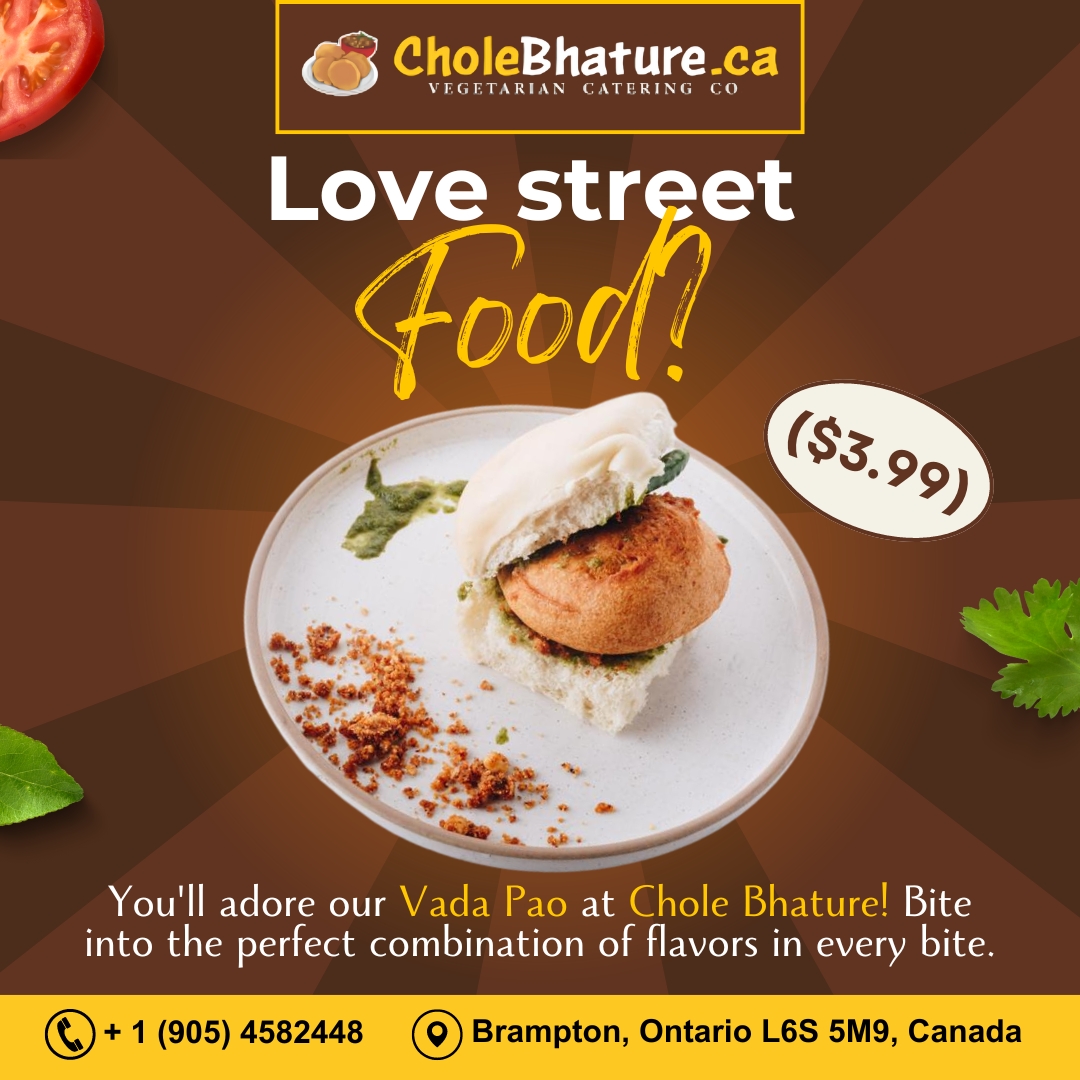 🍽️ Craving a culinary adventure? 🍽️ Love street food? You'll adore our Vada Pao at Chole Bhature! 😋  🥙
.
#StreetFoodLove #VadaPaoDelight #IndianCuisine #FoodieAdventures #TasteOfIndia #FlavorFusion #FoodieFinds #FoodieGram #YummyEats 
.
🤤Book your table Now +1 905-458-2448