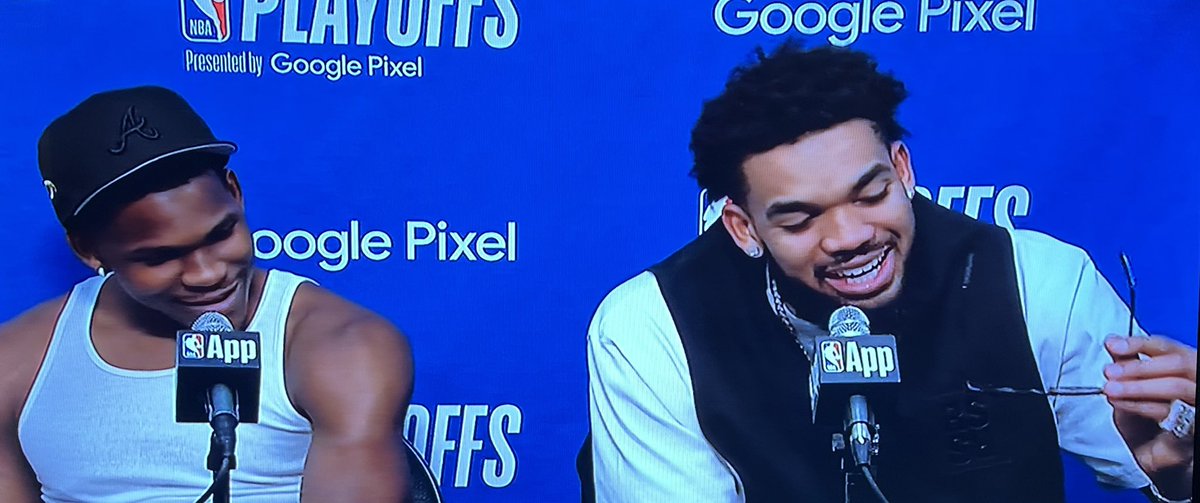 Karl-Anthony Towns on Anthony Edwards: “He’s a young star. He’s the face of the league. I’ve been saying that. He hates when I say it, but it’s true. His future’s so bright I’ve got to put the sunglasses on most of the time when I’m walking around with him.”