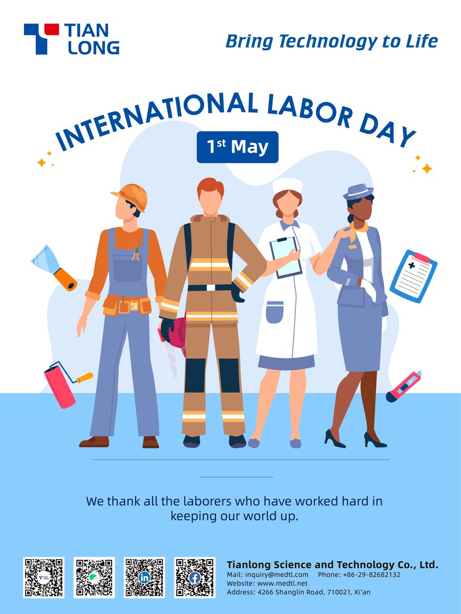 Happy International Labor Day!
Today, we celebrate the dedication and hard work, your efforts drive progress and prosperity! Here's to a day of well-deserved rest and recognition!

Learn more:
medtl.net
#IVD #PCR #Health #MolecularDiagnostics #GeneticTesting