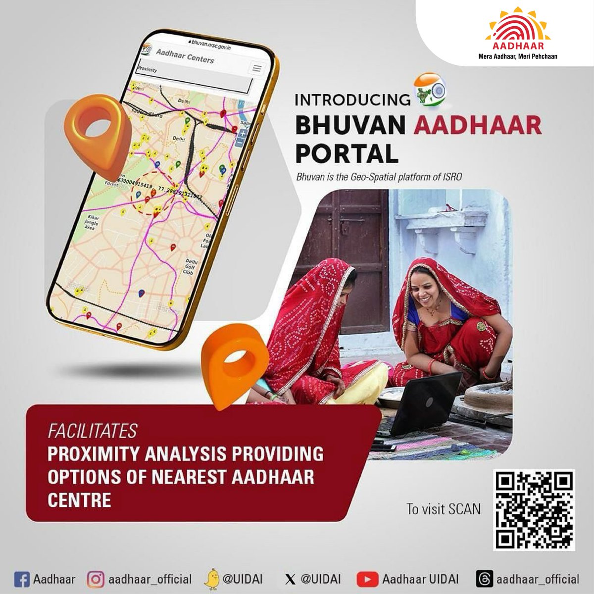 #BhuvanAadhaarPortal You can now easily locate your nearest #AadhaarSevaKendra or #AadhaarCentre by using the Bhuvan Aadhaar Portal. Click here: bhuvan-app3.nrsc.gov.in/aadhaar/