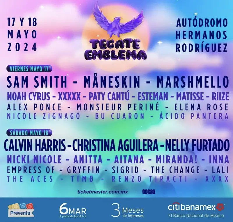 #TecateEmblema se llevará a cabo el 17 y 18 de mayo en la #CDMX
Autódromo Hermanos Rodríguez para los que les gustan las mezcolanzas de música ooops 🫢 perdón las fusiones 🤣🤦🏻#musica #concierto #festival