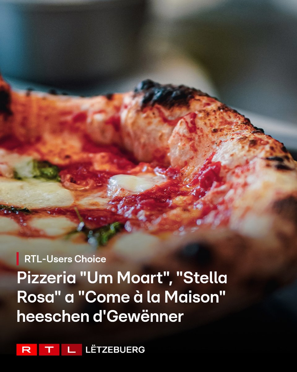 Mir hu gefrot, dir hutt gewielt! Hei ginn et déi 20 bescht Pizzaen zu Lëtzebuerg! 

Wie konnt sech d'Plaz 1 sécheren? Alles op e Bléck an eisem Artikel, dat mat interaktiver Lëtzebuerg-Map! #Pizza #Top20 #RTL #ReadersChoice rtl.lu/lifestyle/news…