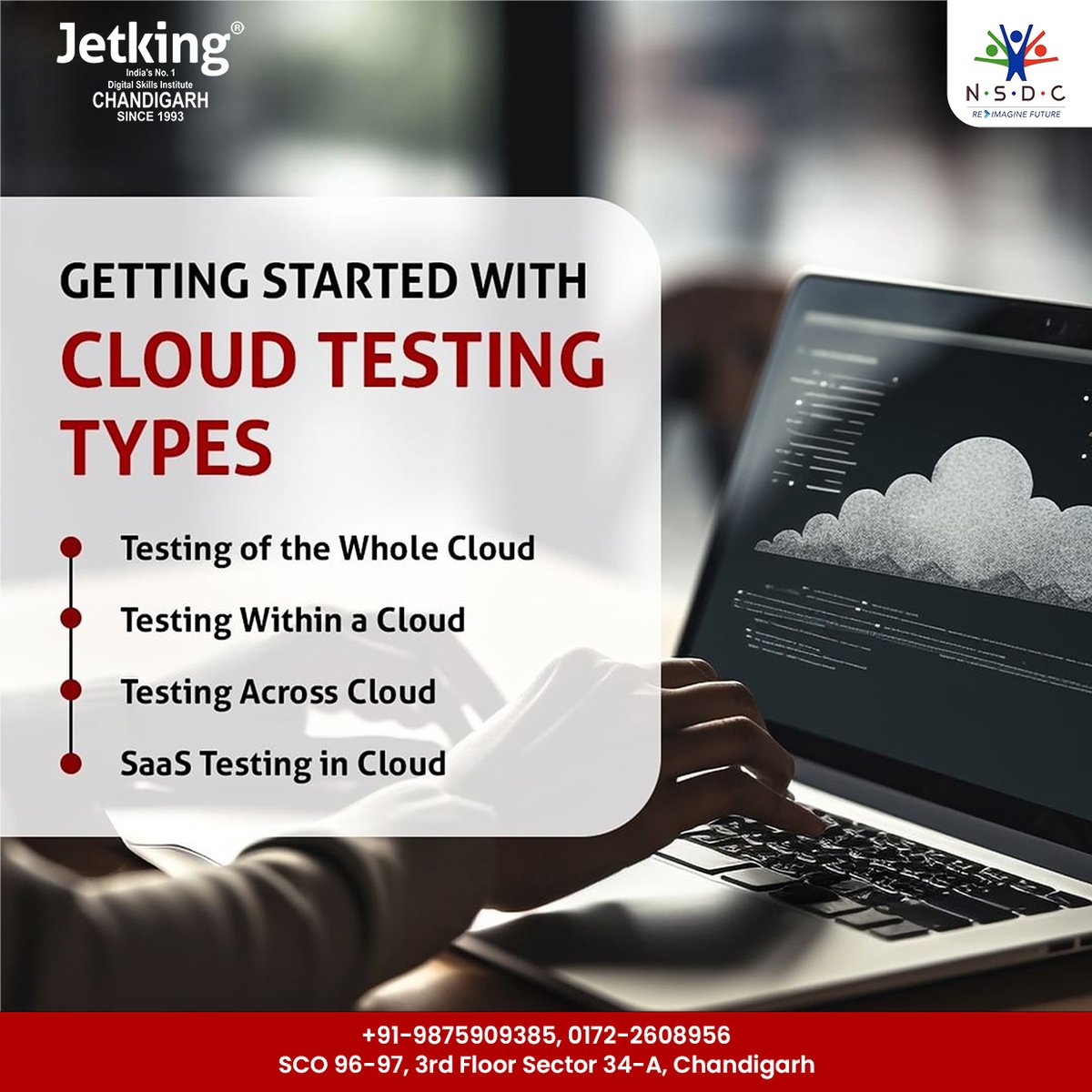 Ready to take your testing to the next level? Start optimizing your apps with #CloudTesting. Say goodbye to hardware limitations and hello to scalability and efficiency.
#JetkingChandigarh #QualityAssurance #TechJourney #Career #Opportunity #Growth #cloudcomputing #Chandigarh