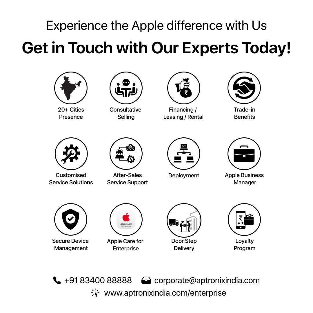 Empower your business with seamless Apple device management, from setup to updates and beyond.
Get free consultation using the link - calendly.com/corporate-h-q/…
#AppleForBusiness #DeviceManagement #StreamlinedExperience #AppleIndia #AptronixIndia #BusinessNeeds #BusinessRequirements