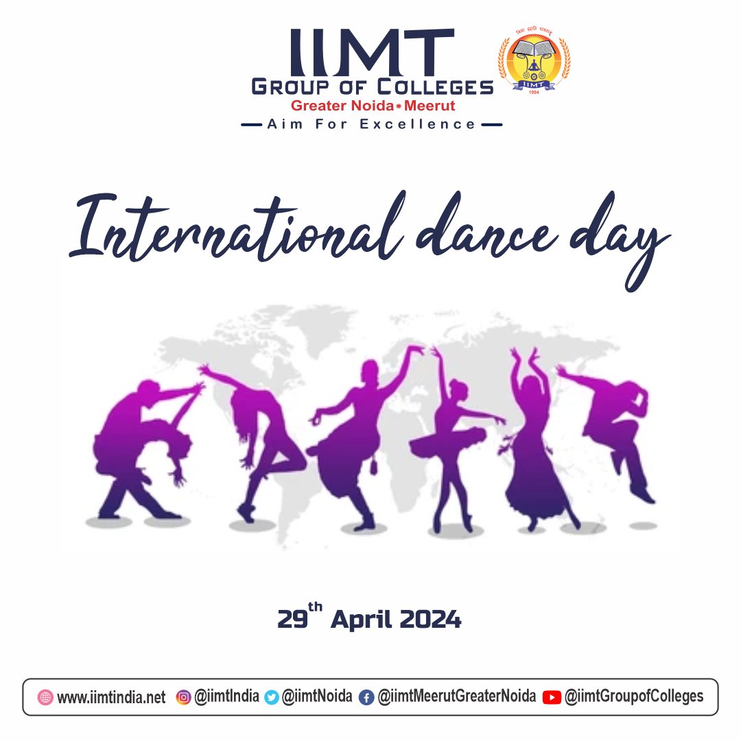 29th April 2024 ! Happy International Dance Day! Today, we celebrate the beauty, diversity, and joy that dance brings into our lives. 💃🕺 . iimtindia.net Call Us: 9520886860 . #IIMTIndia #IIMTNoida #IIMTGreaterNoida #IIMTDelhiNCR #IIMTian #InternationalDanceDay