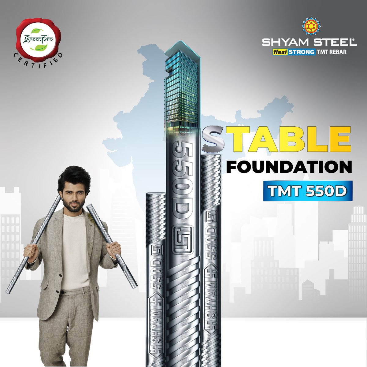Be towering skyscrapers, complex and vital infrastructural projects or your humble abode. Shyam Steel 550D TMT bars provide the essential foundation, ensuring structures remain steadfast in the face of adversity.

#ShyamSteelIndia #TrusterdBrand #Flexibility #Strength…