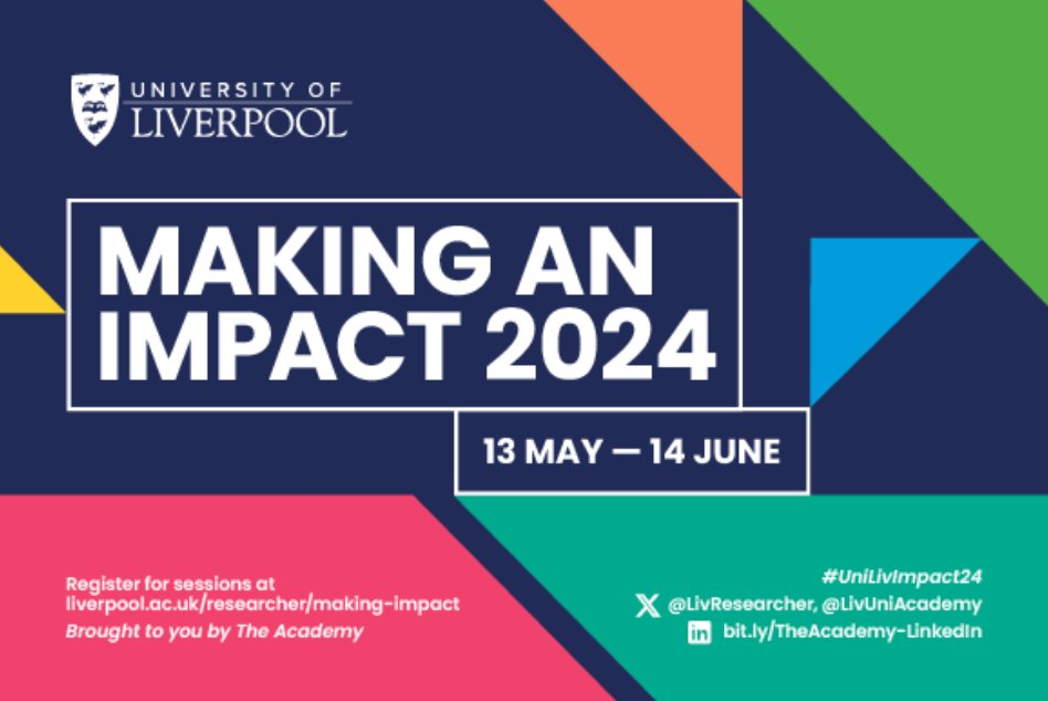 🟦 Understanding Challenges and Barriers to Industry Academic Partnerships A masterclass by @BroadTraining on the challenges of an industry-academic partnership and how to overcome them. @LivResearcher #UniLivImpact24 🔸 Register here: liverpool.ac.uk/researcher/mak…