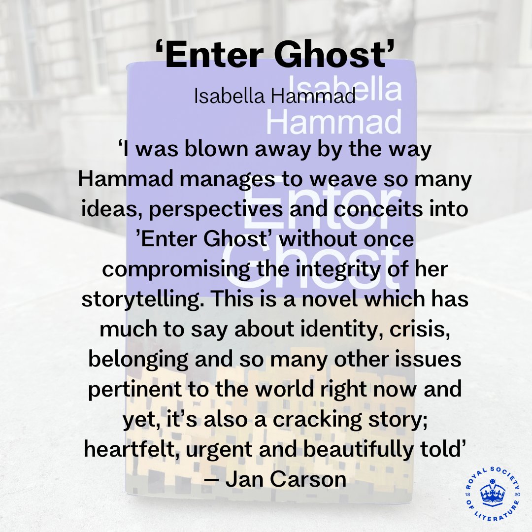 'Enter Ghost' - Isabella Hammad #RSLOndaatjePrize 🏆  @vintagebooks @JonathanCape 

‘I was blown away by the way Hammad manages to weave so many ideas, perspectives and conceits into ’Enter Ghost’ without once compromising the integrity of her storytelling. This is a novel which…