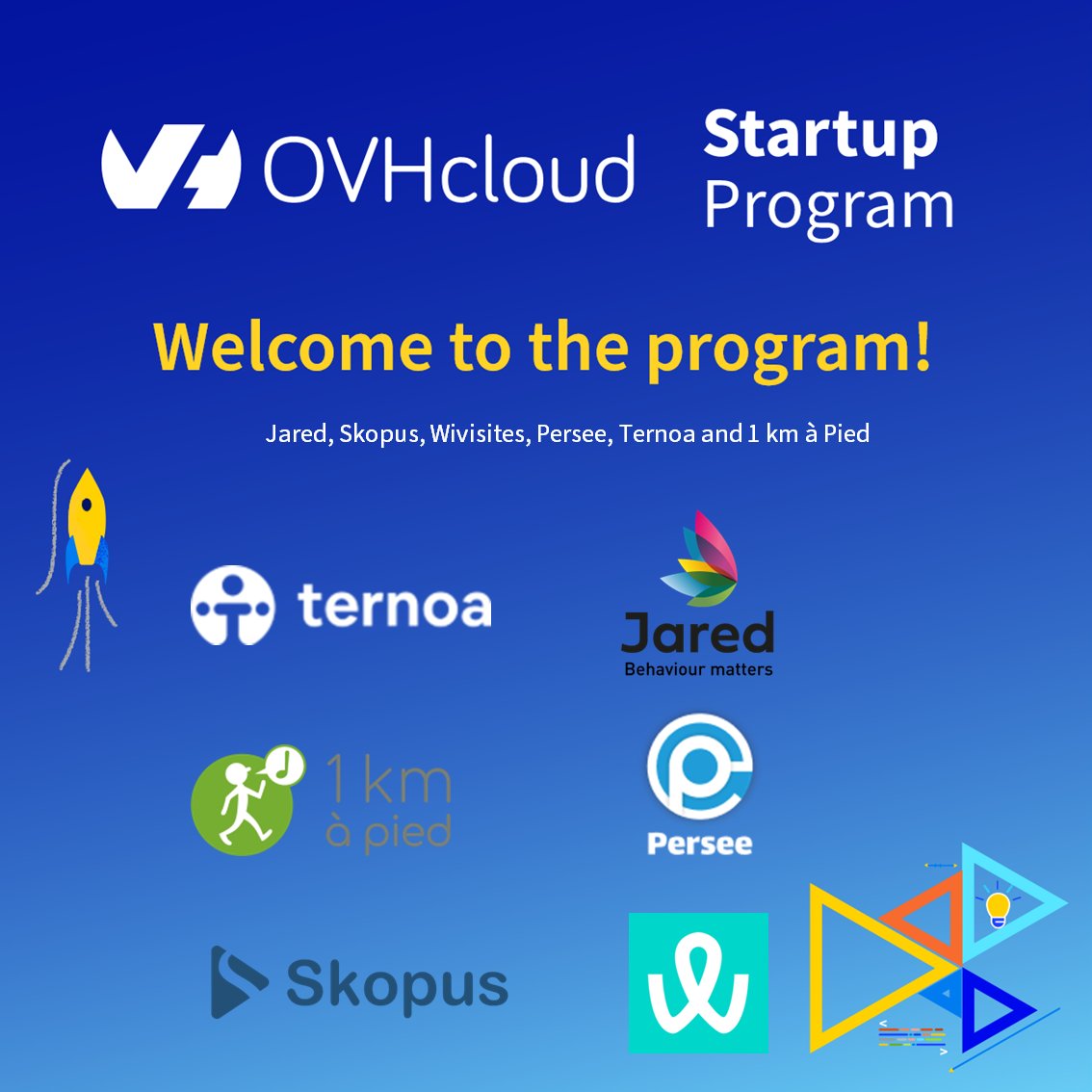 🌟 Highlighting our latest French stars at @OVHcloud Startup Program: #Jared #SkopusMedia #Wivisites #Persee @Ternoa_ @1km_a_pied Get ready to innovate and disrupt with us! #StartupLife #Innovation #TechCommunity