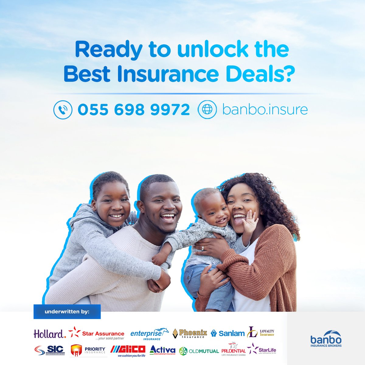 We've Got Your Back. For all your insurance needs, our team is ready to assist you all the way!

#ChooseBanbo #WeGiveUMore #InsuranceGhana #Insurance #InsuranceBrokersGh #InsuranceBrokers #InsuranceAdvisor #InsuranceCoverage #InsuranceTechnology #InsurTech #InsurancePolicy