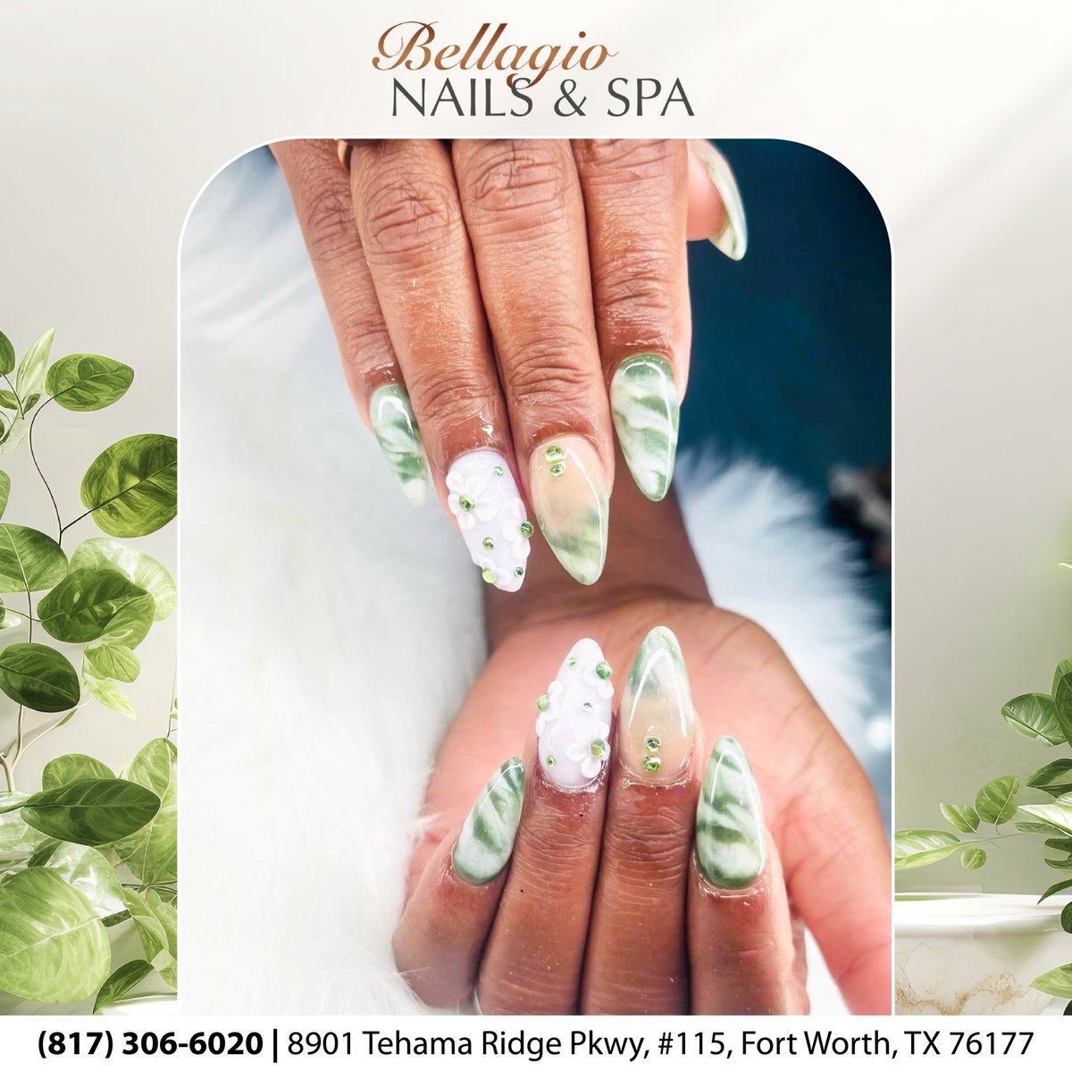 Blooming elegance! Loving the mix of classic marble and delicate florals on my nails.🌸🌿
#bellagionailspa #bellagiotx #bellagionails #bellagiofortworth #nailsalonfortworth #nailsalontx #nail #nailsoftheday #longnails #naildesign #nailsalonnearme #glitternails #nailsalon