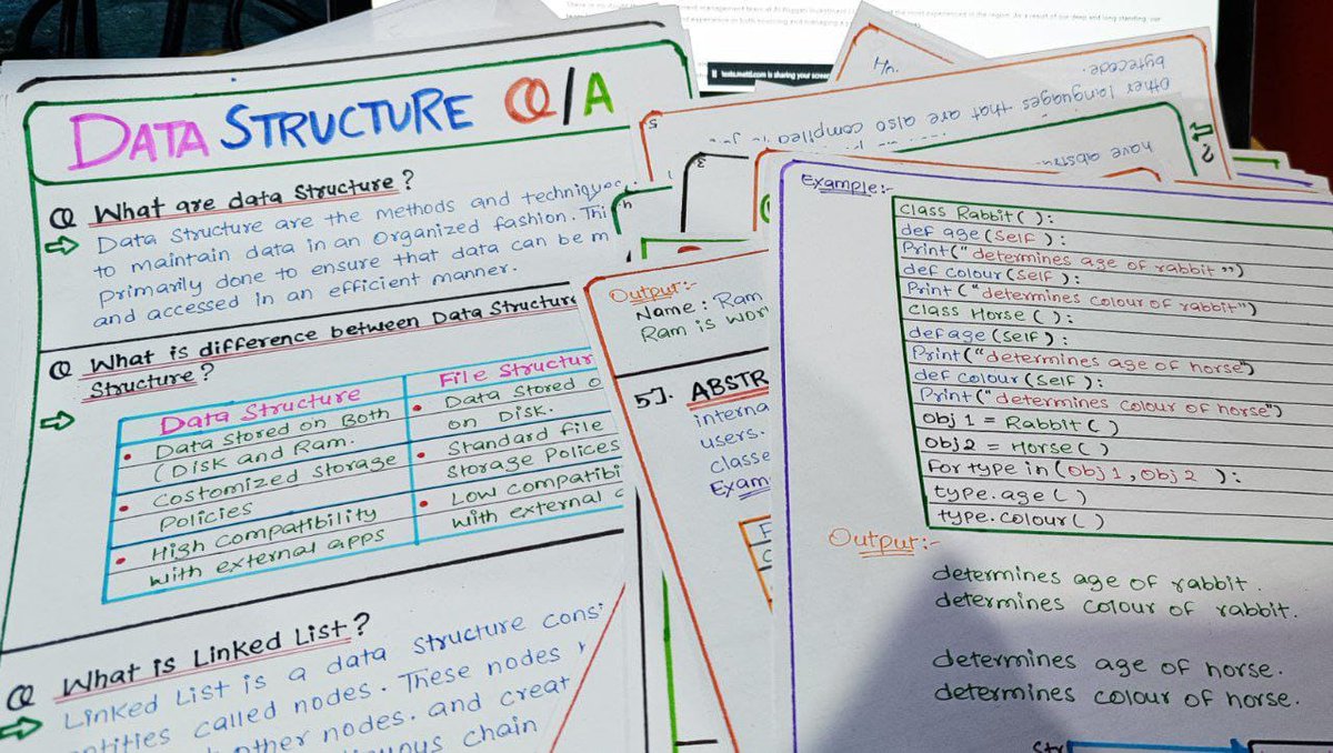 📌Data Structure Handwritten complete Notes 📕📗 ✨Easy to Find Zero to Master 🤓 24 Hours ⏳⏰ only To get it: 1. Follow Me (so I can DM) 2. Like & retweet 3. Reply 'Data' #data #DSA