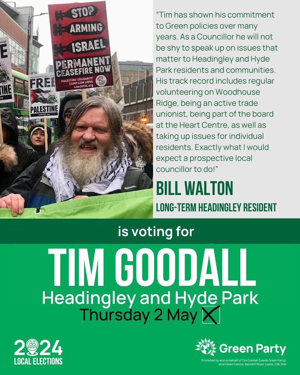 Vote Green this Thursday in #Headingley and #HydePark ward Leeds. Thanks for all the support @LeedsGreenParty