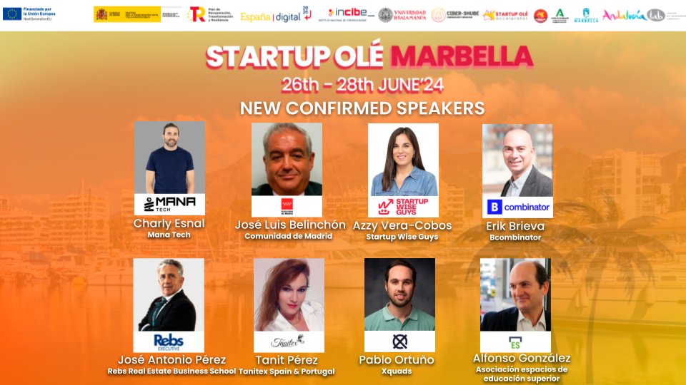#StartupOLÉ #BeachEdition has #new and #incredible #speakers. Registration #startups: n9.cl/startup-marbel… Registration #attendees: acortar.link/kgik2B To be #speaker or #investor: hello@startupole.eu Co-funded by @INCIBE and @usal #PlanDeRecuperación #ProyectosCiber
