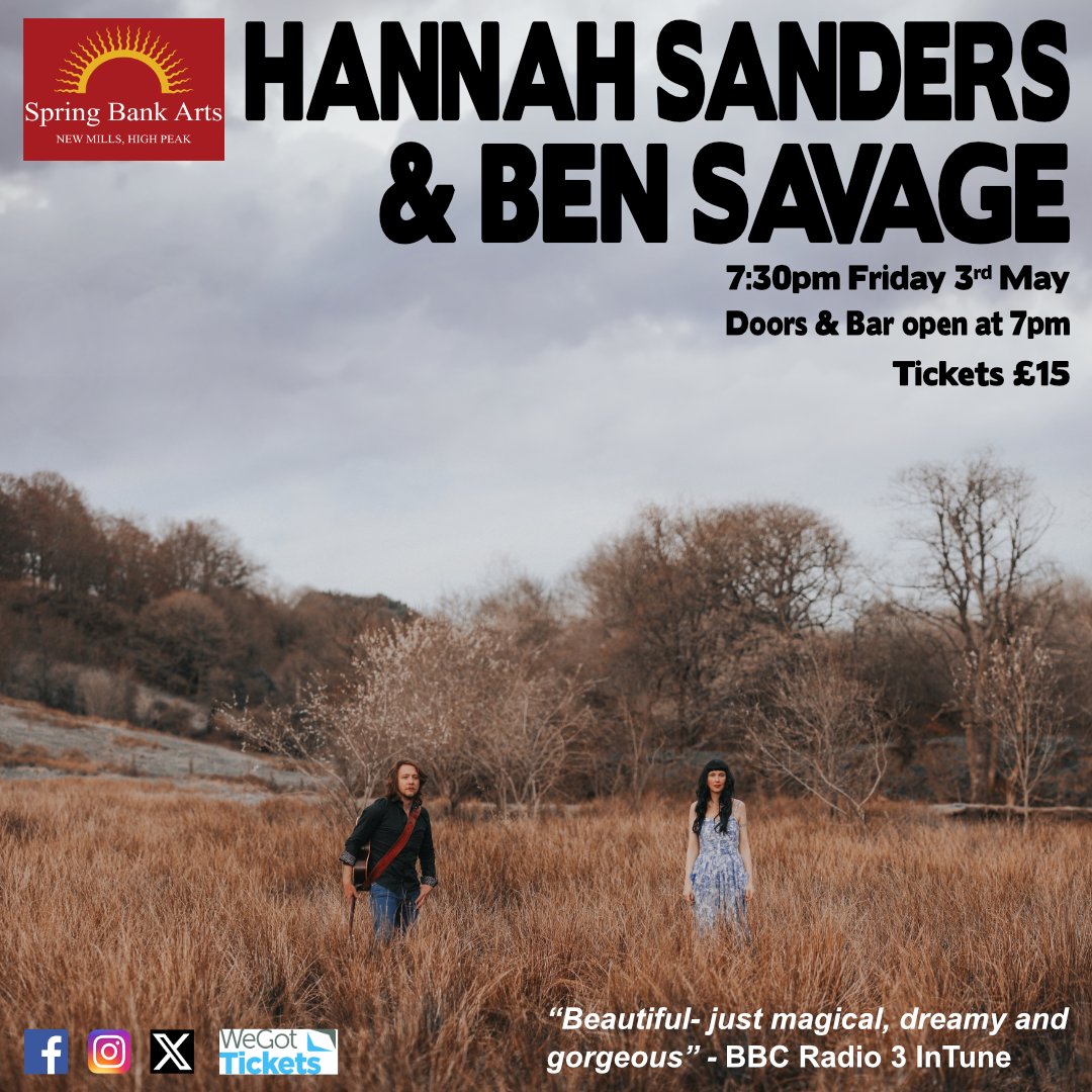 Playful & instinctive, constantly do the unexpected; yet they do it with such panache and natural chemistry it makes perfect sense. For more info:
wegottickets.com/event/610356
#springbankarts #newmills #highpeak #events #livemusic #gigs #visitnewmills #folkmusic @hannahbenmusic