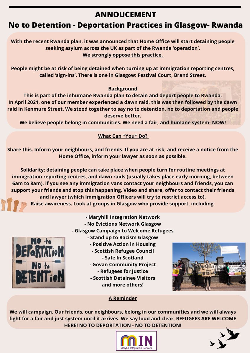 IMPORTANT UPDATE: We are deeply concerned with the recent news. And we know this is not the solution! Let's be ORGANISED, INFORMED and OPPOSE the practice of detention and deportation. What CAN YOU DO? See some information we put together and share widely🧵 #RefugeesWelcome