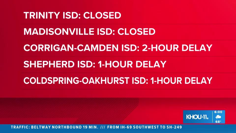 SCHOOL INFO: Weather has had a huge impact to these areas. #houwx #khou #schoolclosures @KHOU