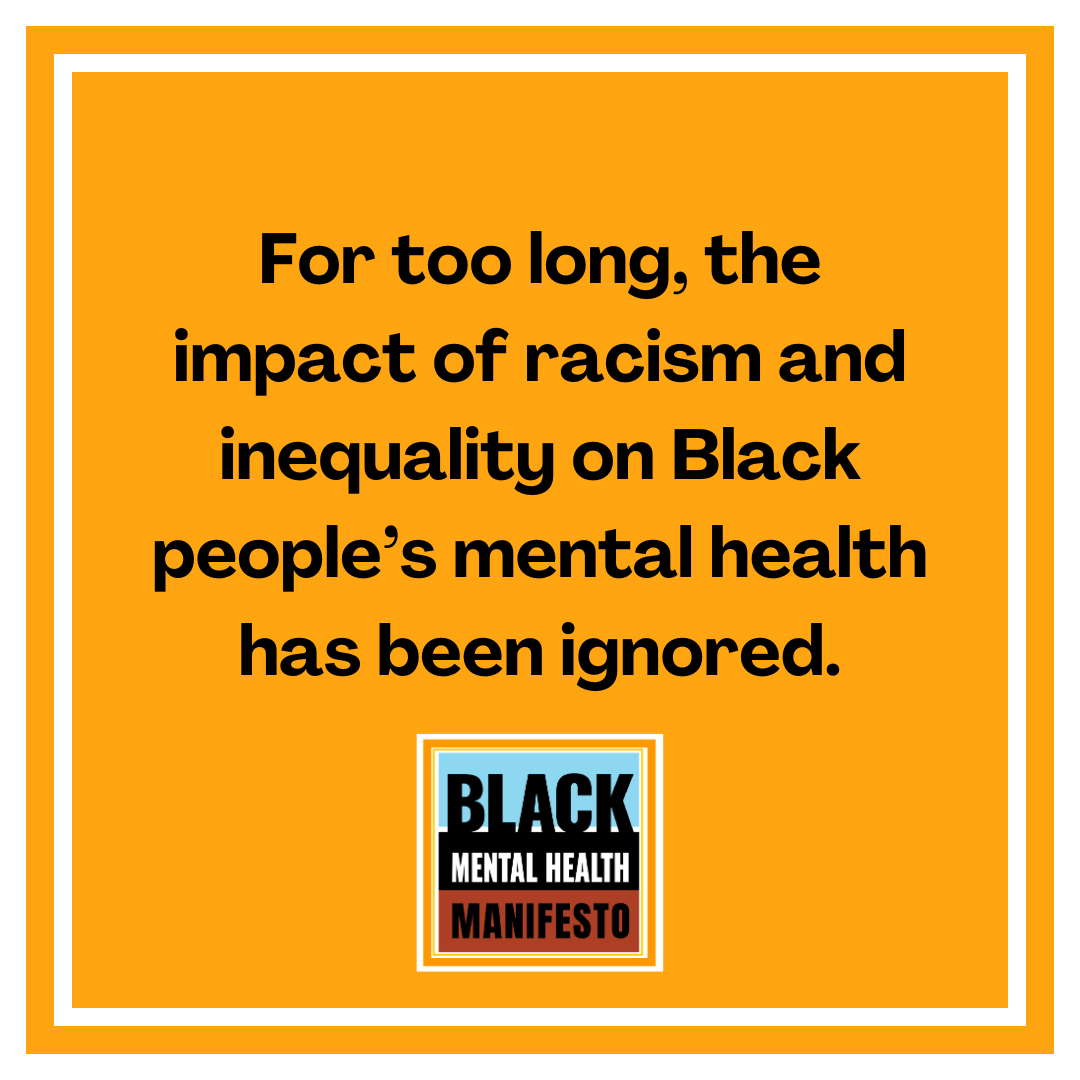 CentreforMH's tweet photo. We are delighted to support the @BMHManifesto, calling for concrete action to #ProtectBlackMentalHealth. For too long, the impact of racism &amp; inequality on Black people's mental health has been overlooked. But change *is* possible - please read and share👉🏿 https://t.co/K5dF0Ba7D3 https://t.co/tQZZ49Hg7K