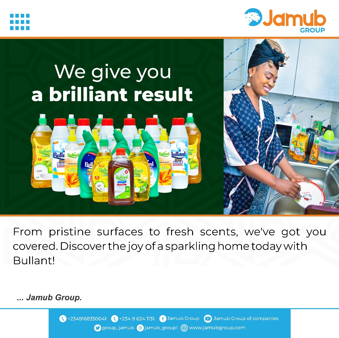 We Give You a Brilliant Result!
Visit us now @www.jamubgroup.com.
Or call +2349168350041.
#jamubgroup #bullantbleach#householdproducts #YourHomeOurPriority #addingvalue #ourclientourpride #Ournewproduct #abujanigeria #thinkjamubthinksolutions.