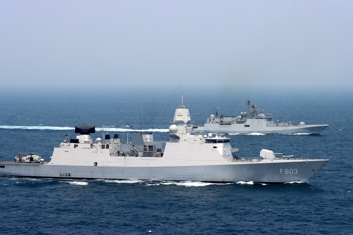 INS Trishul Guided Missile Frigate of Indian Navy participated in Maritime Partnership Exercise with Royal Dutch Navy Ship Tromp which included Heli Ops, tactical Manoeuvres & Replenish at Sea 🇮🇳🇳🇱