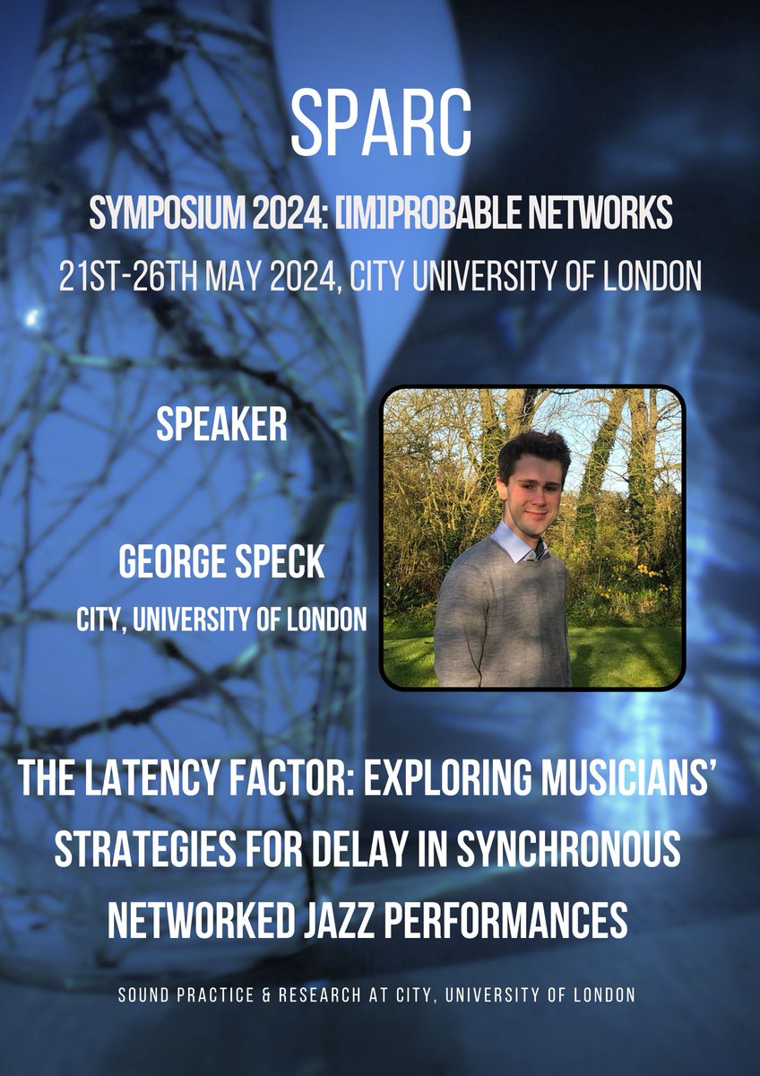 SPEAKERS at SPARC: George Speck Further exploring real-time network technology's use in music, George will be considering the experience of playing together over high-latency connections. What are the effects of aiming to be out of time? Register here: city.ac.uk/news-and-event…
