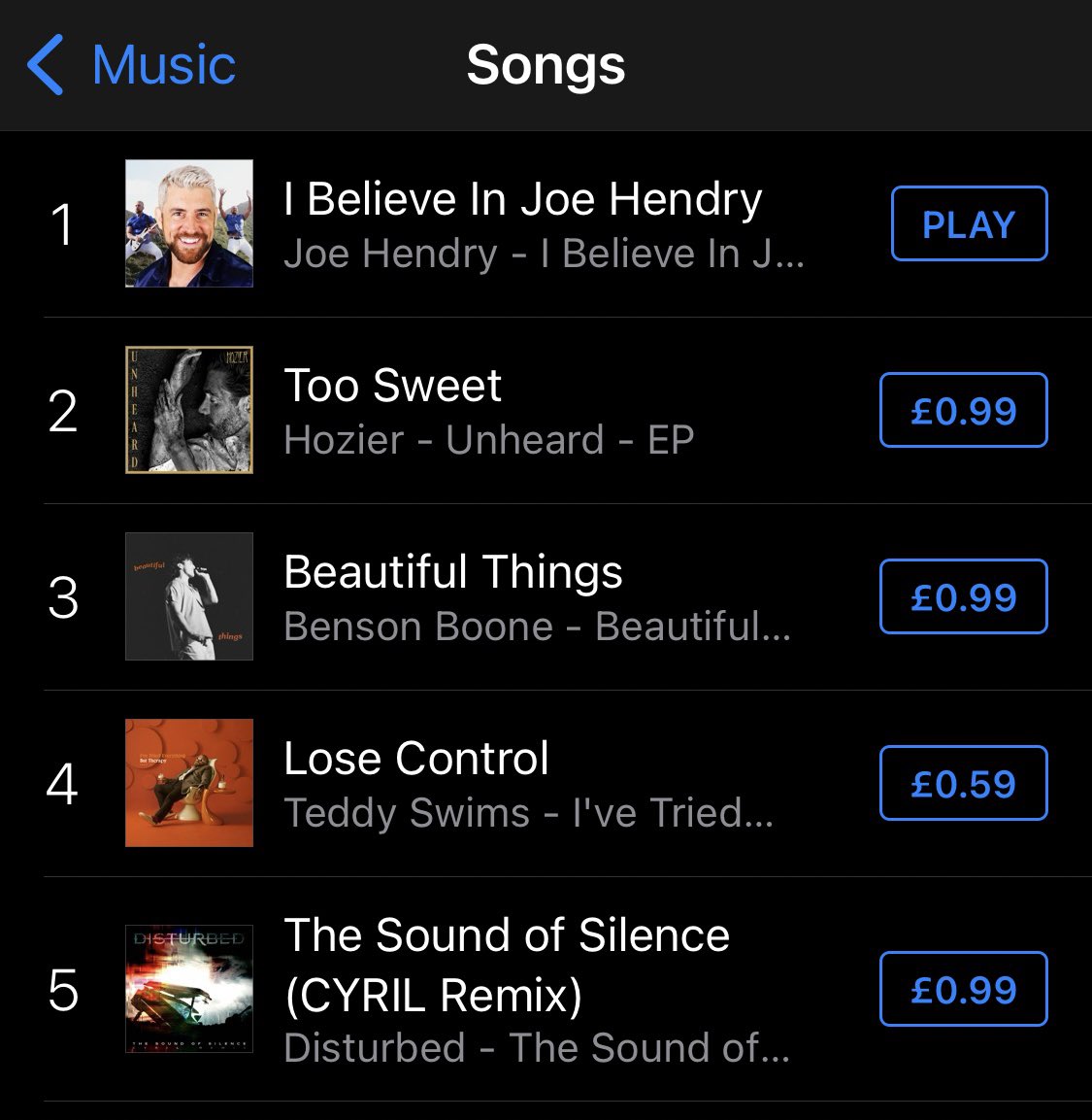 “I Believe In Joe Hendry” is now the #1 single in the UK! Incredible! Congratulations, Joe! Keep playing, keep looping, keep it top!