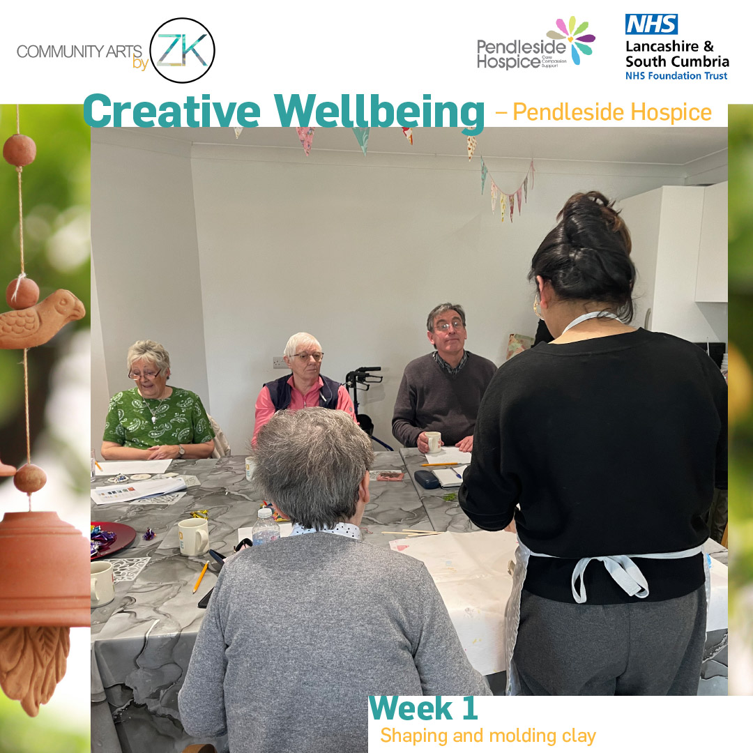 In our introductory session, participants will learn about molding and shaping clay, in preparation for creating their windchimes. @BPRCVS @fhwbconsortium @WeAreLSCFT @pendlesidehosp #pendlesidehospice #communityartsbyzk #art #creative #collaboration #communityarts #workshop