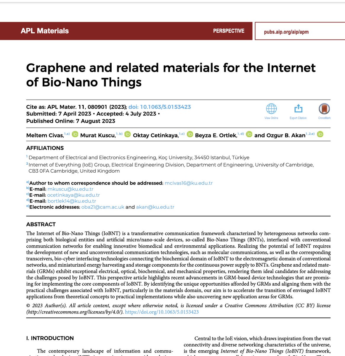 Graphene and related materials for the Internet of Bio-Nano Things

In Vivo Biomedical Applications of Graphene NanoSensors for Human Nanoscale Computation

#IntraBodyNanoSensorNetworks 

#NeuralInterfaces

#GrapheneBasedSensors

#MedicalBodyAreaNetwork 

researchgate.net/publication/37…