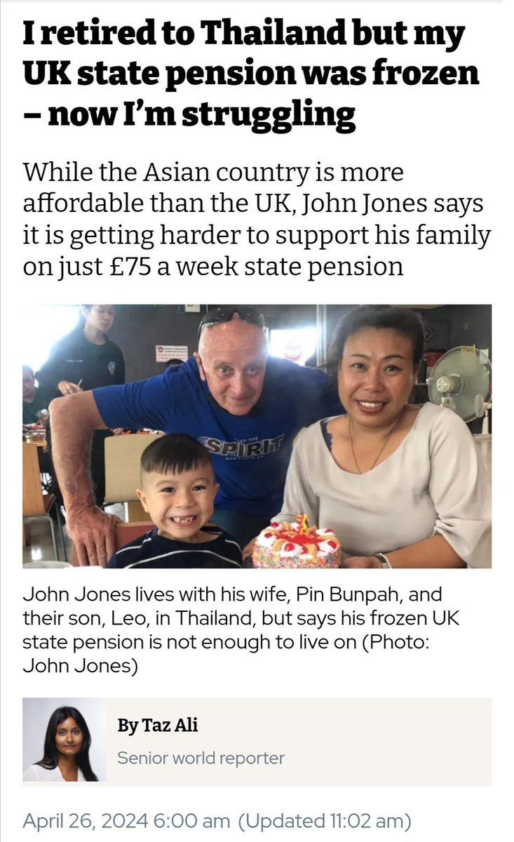British pensioners in #Thailand say that despite a lower cost of living in the Asian country, the #UK Government’s decades-long “frozen” #statepension policy is making life a struggle for thousands of people who have retired overseas.
inews.co.uk/news/world/ret…